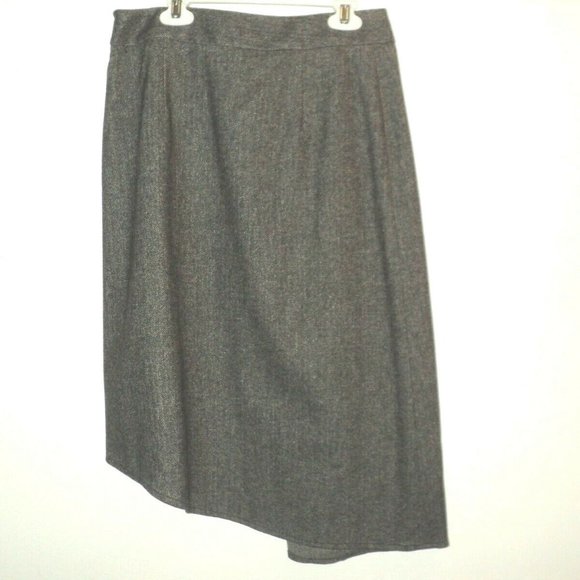 'S Max Mara Sz 4 Skirt Gray Wool Blend Herringbone - Picture 4 of 7